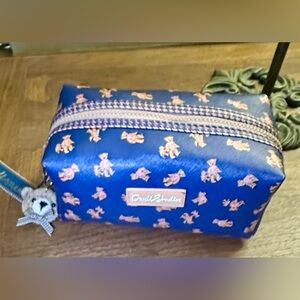 Dwell studios navy blue with brown teddy bear cosmetic case